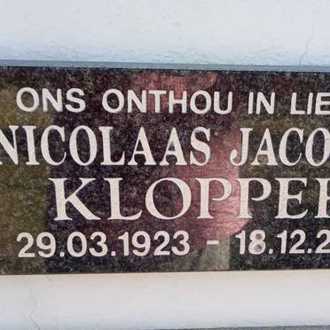 KLOPPER Nicolaas Jacobus 1923-2015