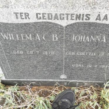 ALTENA Willem A.C.B., van 1878- &amp; Johanna P.J. COETZEE 1877-1954