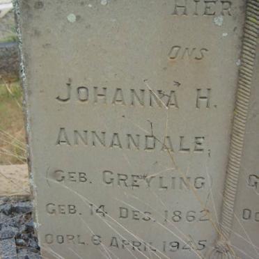 ANNANDALE Johanna H. nee GREYLING 1862-1945