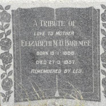 BARENDSE Elizabeth M.D. 1888-1957
