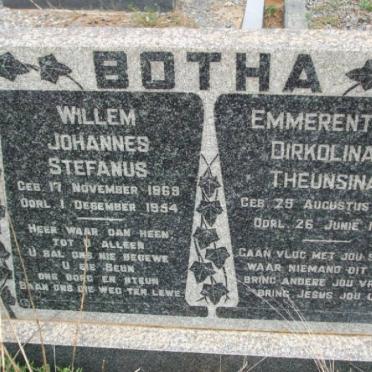 BOTHA Willem Johannes Stefanus 1869-1954 &amp; Emmerentia Dirkolina Theunsina 1885-1950