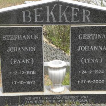 BEKKER Stephanus Johannes 1918-1973 &amp; Gertina Johanna 1924-2000