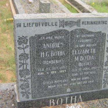 BOTHA Andries H.G. 18?2-1957 &amp; Elizabeth M. 1881-1955
