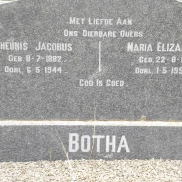 BOTHA Theunis Jacobus 1882-1944 &amp; Maria Elizabeth J. 1885-1953