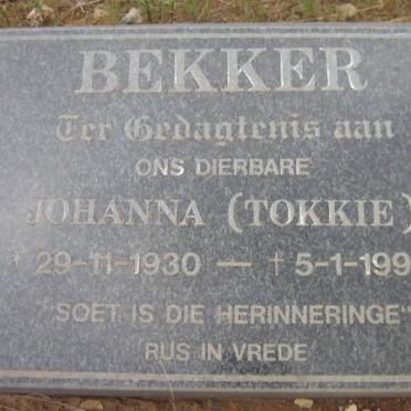 BEKKER Johanna 1930-1998