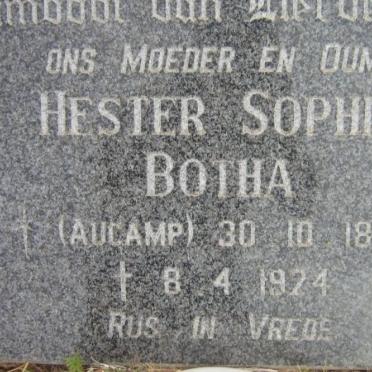 BOTHA Hester Sophia nee AUCAMP 1878-1924