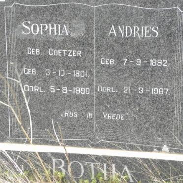 BOTHA Andries 1892-1967 &amp; Sophia COETZER 1901-1998