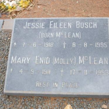 BOSCH Jessie Eileen nee McLEAN 1918-1995 :: McLEAN Mary Enid 1911-1993