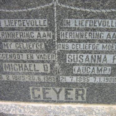 GEYER Michael D. 1889-1955 &amp; Susanna F. AUCAMP 1895-1988