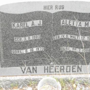 HEERDEN Karel A.J., van 1903-1973 &amp; Aletta M.S. V.D. WALT 1910-1968