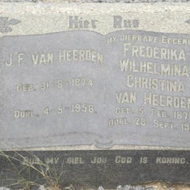 HEERDEN J.F., van 1874-1958 &amp; Frederika Wilhelmina Christina 1873-1957