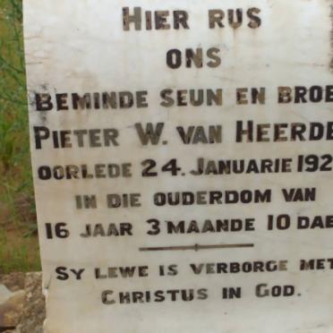 HEERDEN Pieter W., van -1922