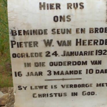 HEERDEN Pieter W., van -1922