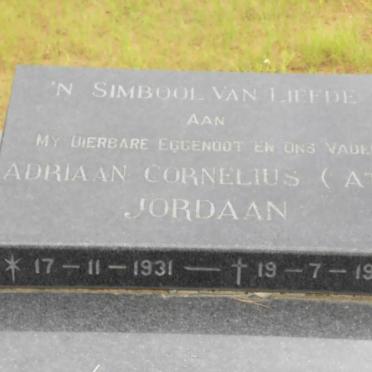 JORDAAN Adriaan Cornelius 1931-1980