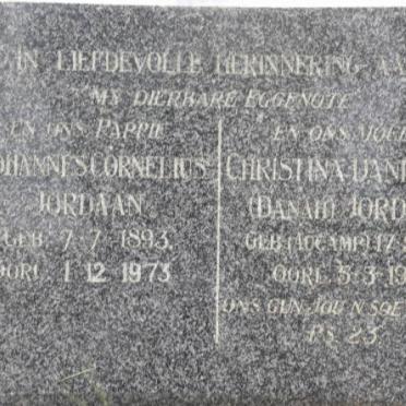 JORDAAN Johannes Cornelius 1893-1973 &amp; Christina Danielina AUCAMP 1900-1958