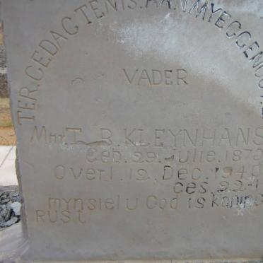 KLEYNHANS T.B. 1872-1940