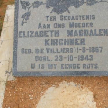 KIRCHNER Elizabeth Magdalena nee DE VILLIERS 1867-1943