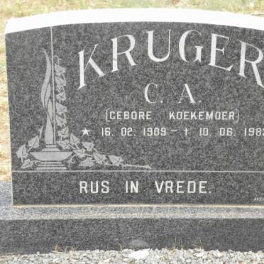 KRUGER C.A. nee KOEKEMOER 1909-1983