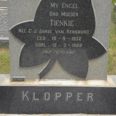 KLOPPER C.J. nee JANSE VAN RENSBURG 1932-1968