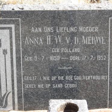 MERWE Anna H.W., v.d. nee POLLARD 1858-1952