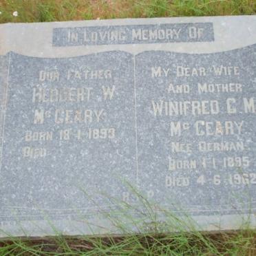 McGEARY Herbert W. 1893- &amp; Winifred C.M.DERMAN 1895-1962