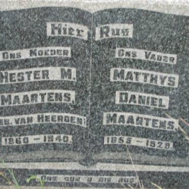 MAARTENS Matthys Daniel 1855-1929 &amp; Hester M. VAN HEERDEN 1860-1940