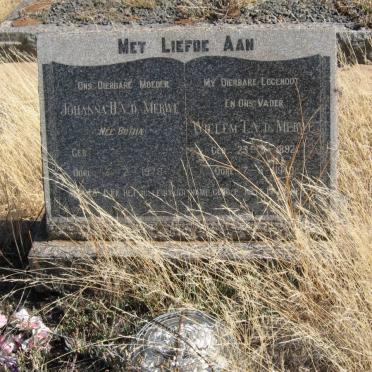 MERWE Willem T., v.d. 1892-1949 &amp; Johanna H. BOTHA -1978