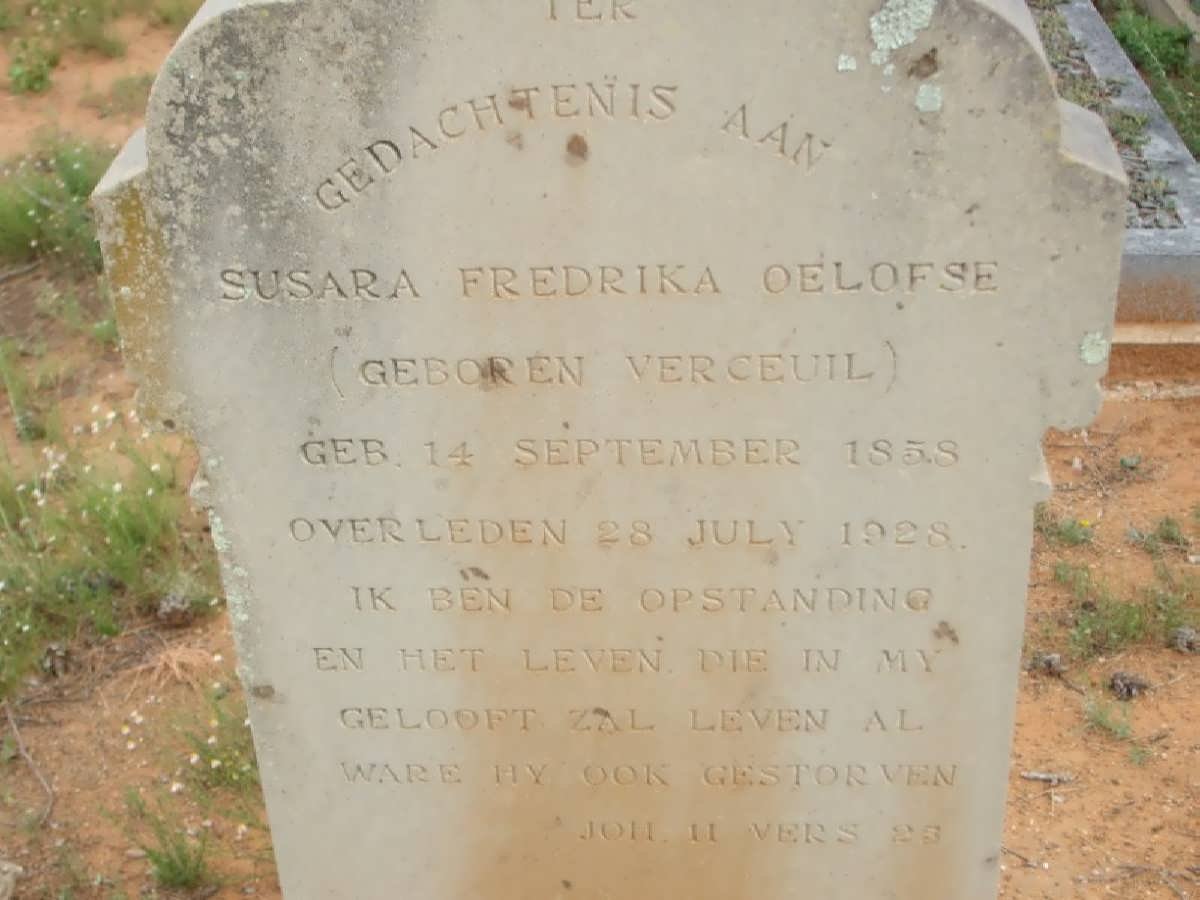 OELOFSE Susara Fredrika nee VERCEUIL 1858-1928