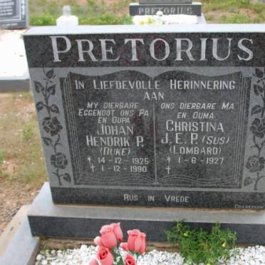 PRETORIUS Johan Hendrik P. 1925-1990 &amp; Christina J.E.P. LOMBARD 1927-