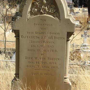 ROOYEN Dirk W., van 1844-1920 &amp;  Elizabeth J.C. BEKKER 1847-1919