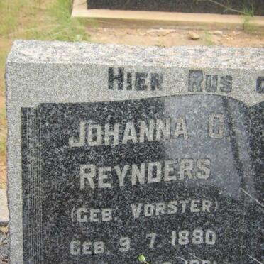 REYNDERS Johanna C. nee VORSTER 1880-1961