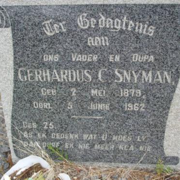 SNYMAN Gerhardus C. 1879-1962