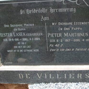 VILLIERS Pieter Marthinus Steyn, de 1917-1970 &amp; Hester Lasea KRUGER 1916-2004