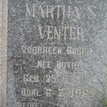 VENTER Martha S., formerly BOSCH, nee BOTHA 1889-1965
