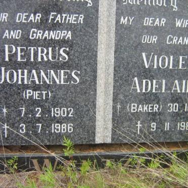 WENTZEL Petrus Johannes 1902-1986 &amp; Violet Adelaide BAKER 1901-1981