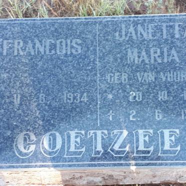 COETZEE Francois 1934- &amp; Janetta Maria VAN VUUREN 1935-1997