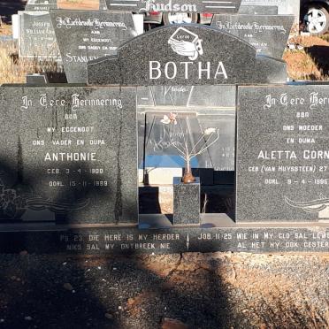 BOTHA Anthonie 1900-1989 &amp; Aletta Cornelia VAN HUYSSTEEN 1899-1995