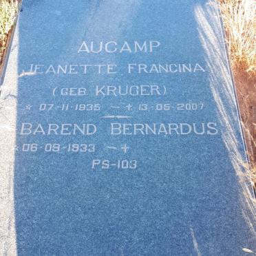 AUCAMP Barend Bernardus 1933- &amp; Jeanette Francina KRUGER 1935-2007