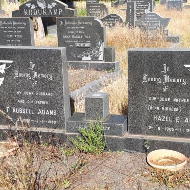ADAMS F. Russell 1902-1983 &amp; Hazel E. HISCOCK 1905-1987