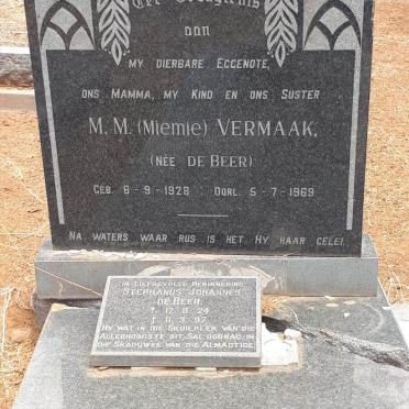 BEER Stephanus Johannes, de 1924-1997 :: VERMAAK M.M. nee DE BEER 1928-1969