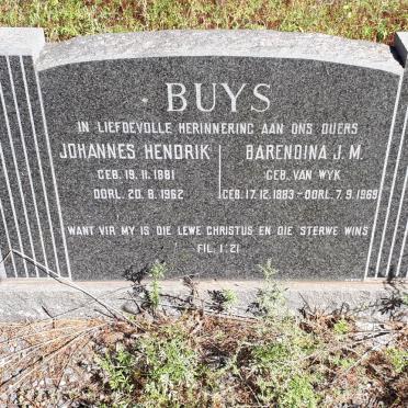 BUYS Johannes Hendrik 1881-1962 &amp; Barendina J.M. VAN WYK 1883-1969