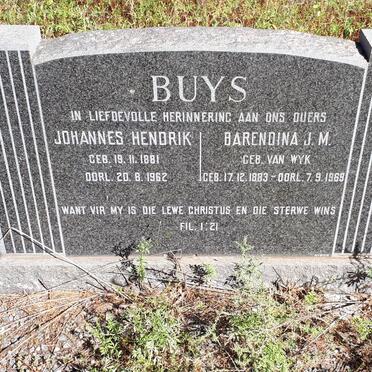 BUYS Johannes Hendrik 1881-1962 &amp; Barendina J.M. VAN WYK 1883-1969