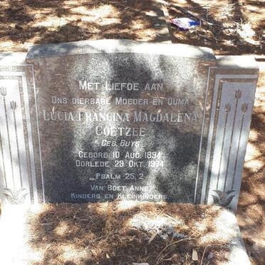 COETZEE Lucia Francina Magdalena nee BUYS 1894-1974