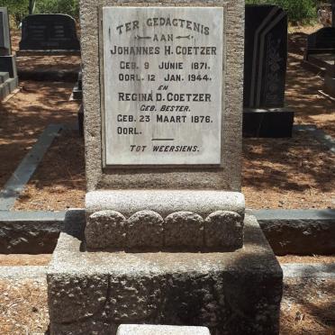 COETZER Johannes H. 1871-1944 &amp; Regina D. BESTER 1876 -