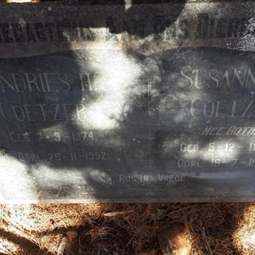 COETZER Andries H. 1874-1952 &amp; Susanna J. BOTHA 1875-1947
