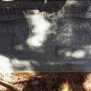 COETZER Andries H. 1874-1952 &amp; Susanna J. BOTHA 1875-1947