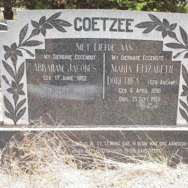 COETZEE Abraham Jacobus 1892-1968 &amp; Maria Elizabeth Dorethea AUCAMP 1890-1955