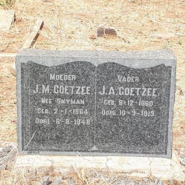 COETZEE J.A. 1860-1919 &amp; J.M. SNYMAN 1864-1948