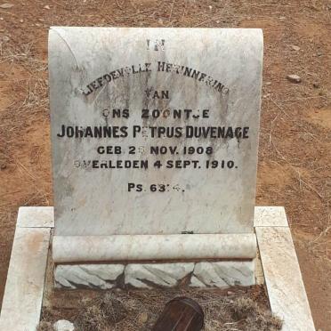 DUVENAGE Johannes Petrus 1908-1910