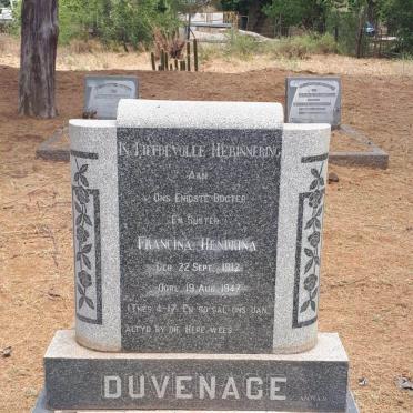 DUVENAGE Francina Hendrina 1912-1947
